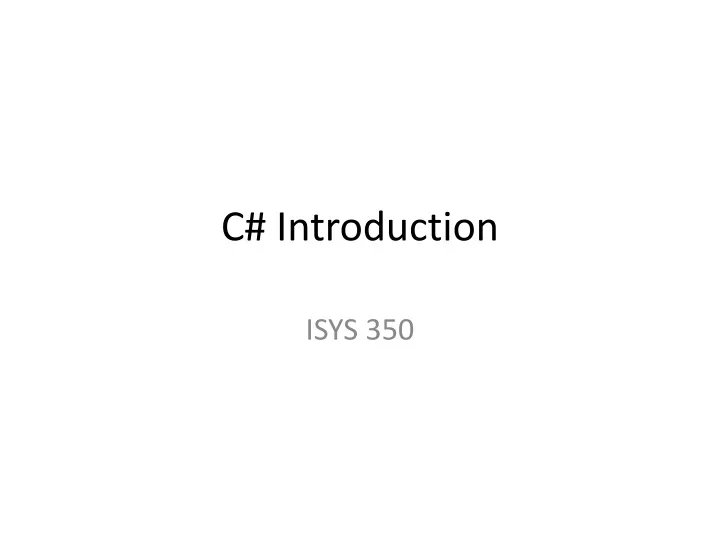 c introduction