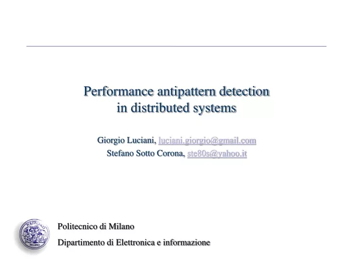 performance antipattern detection in distributed