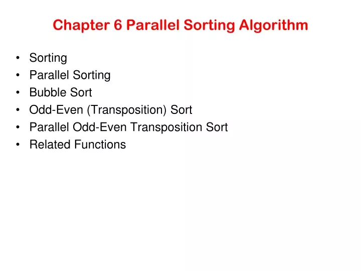chapter 6 parallel sorting algorithm