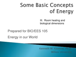 Some Basic Concepts of Energy