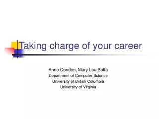 Taking charge of your career
