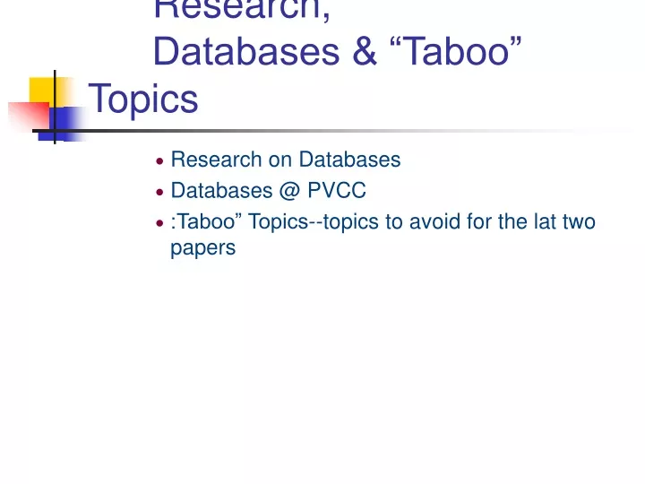 research databases taboo topics