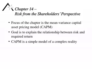 Chapter 14 –  Risk from the Shareholders’ Perspective