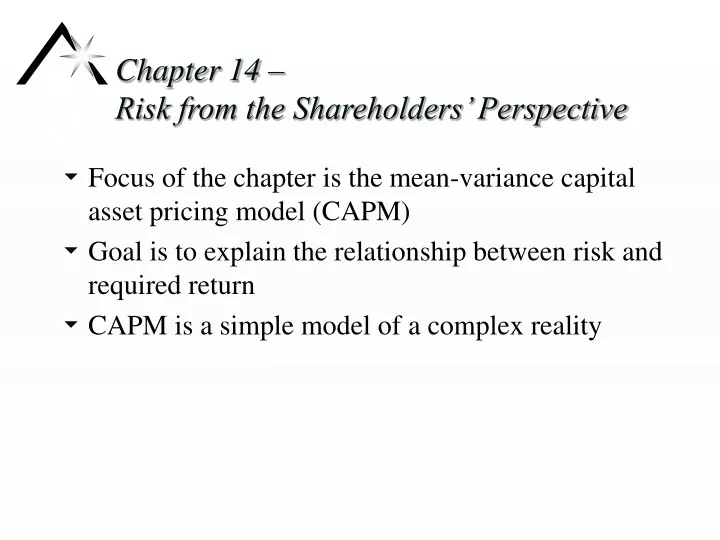 chapter 14 risk from the shareholders perspective