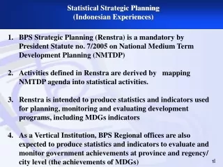 Statistical Strategic Planning (Indonesian Experiences)