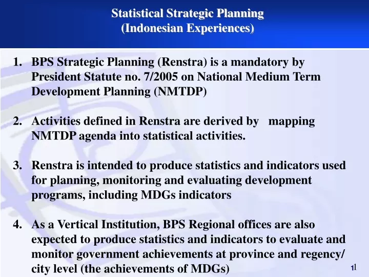 statistical strategic planning indonesian experiences