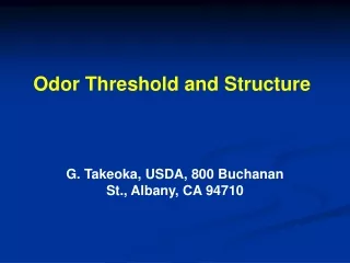 Odor Threshold and Structure