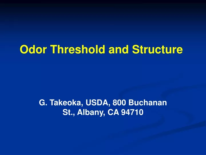 odor threshold and structure