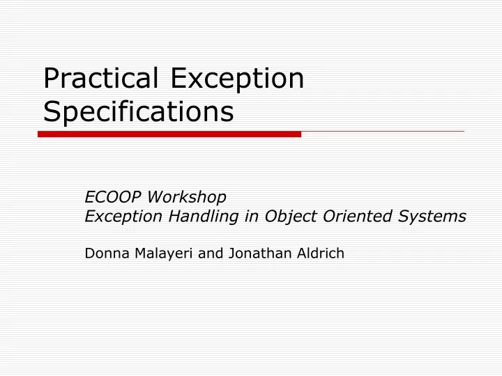 practical exception specifications