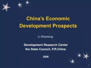 China’s Economic Development Prospects