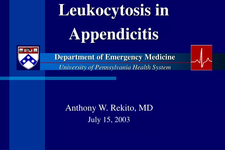 leukocytosis in appendicitis