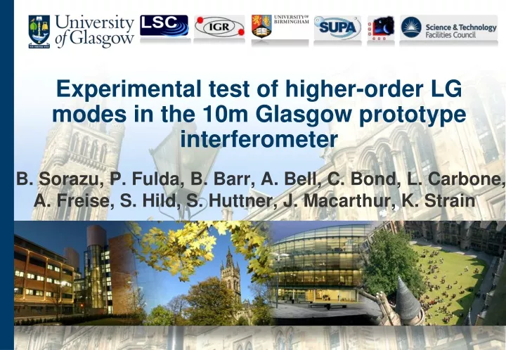 experimental test of higher order lg modes in the 10m glasgow prototype interferometer