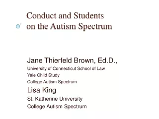 Conduct and Students  on the Autism Spectrum