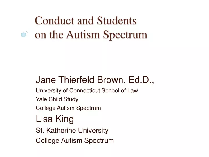 conduct and students on the autism spectrum