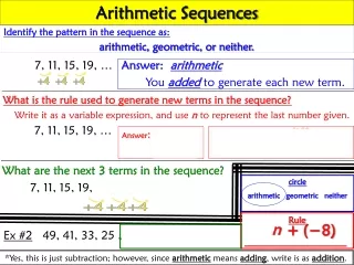 Identify the pattern in the sequence as:  arithmetic, geometric, or neither.