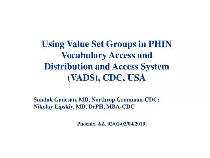 using value set groups in phin vocabulary access