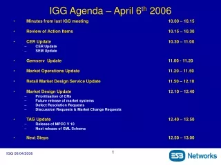 IGG Agenda – April 6 th  2006