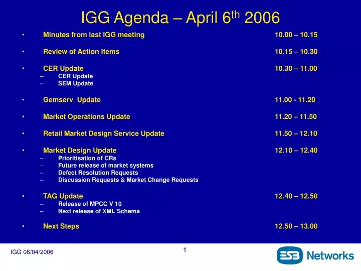 igg agenda april 6 th 2006
