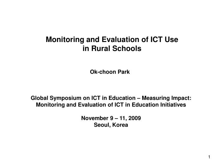 monitoring and e valuation of ict u se in r ural