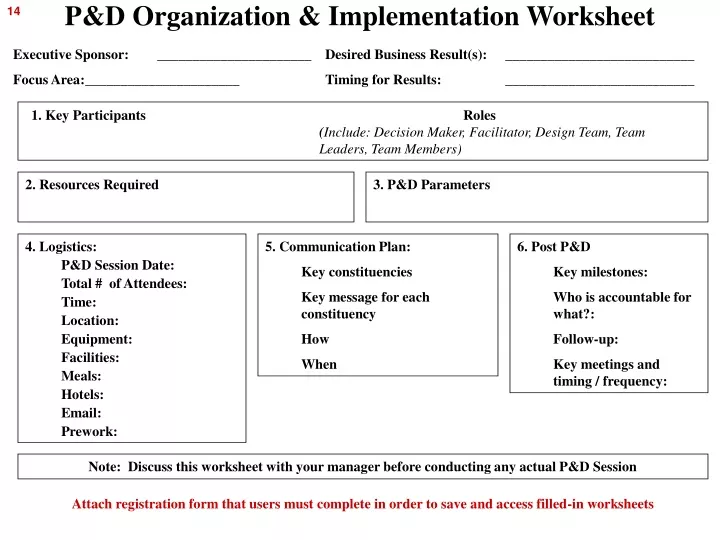 p d organization implementation worksheet