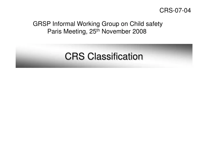 crs classification