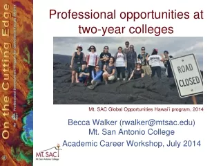 Professional opportunities at two-year colleges