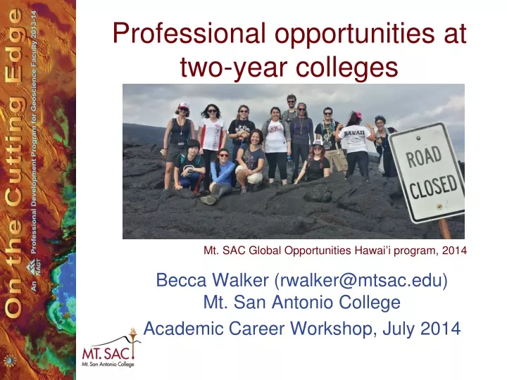 professional opportunities at two year colleges