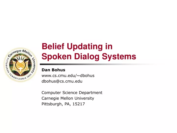 belief updating in spoken dialog systems