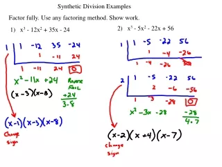 Synthetic Division Examples
