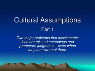 Cultural Assumptions Part 1