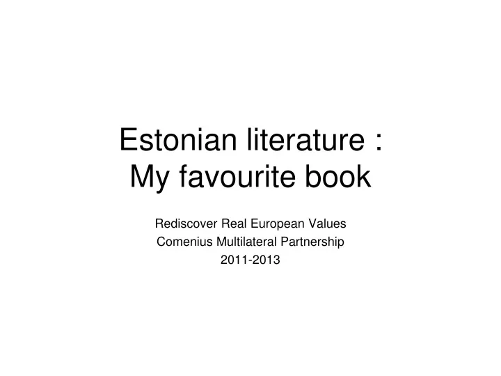 estonian literature my favourite book
