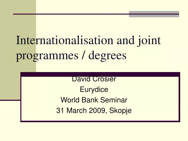 internationalisation and joint programmes degrees