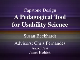 Capstone Design A Pedagogical Tool for Usability Science