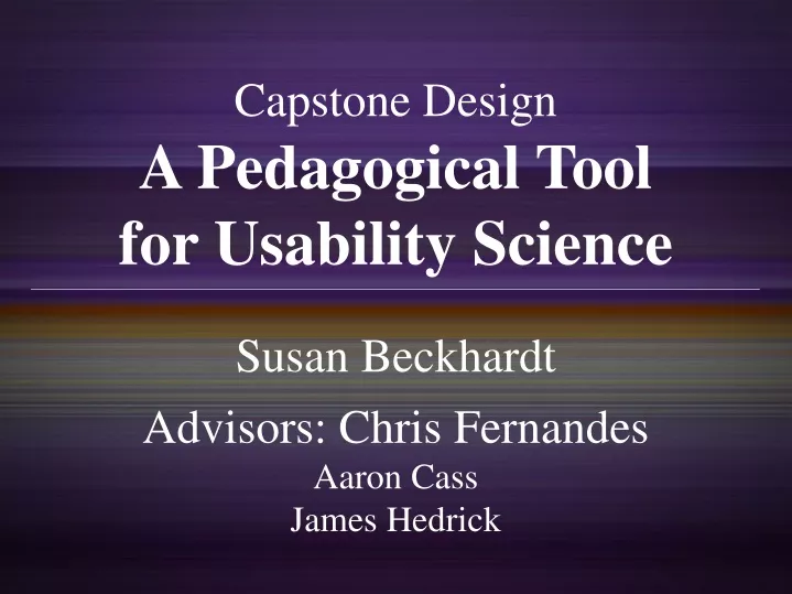 capstone design a pedagogical tool for usability science
