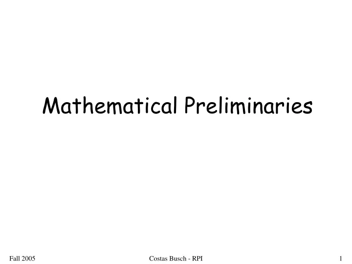 mathematical preliminaries