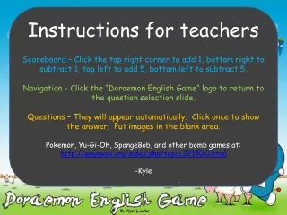 Instructions for teachers