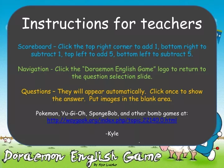 instructions for teachers scoreboard click