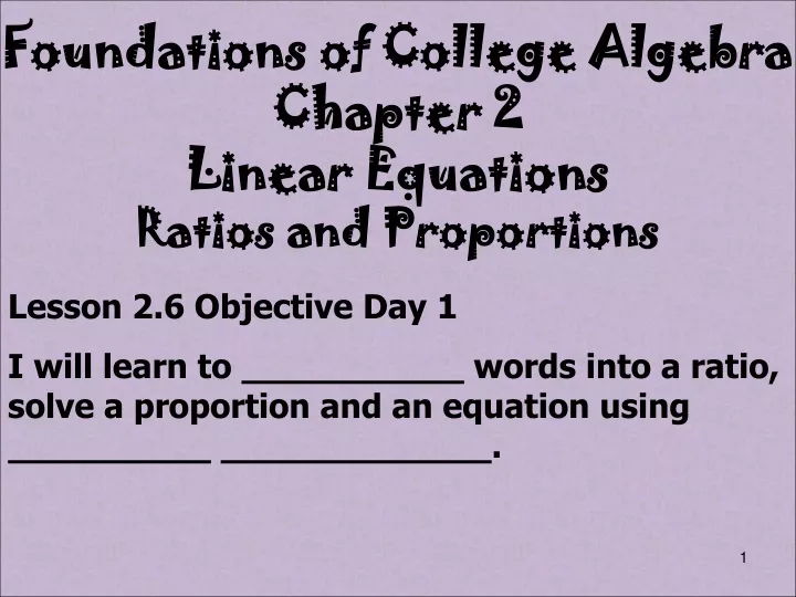 foundations of college algebra chapter 2 linear