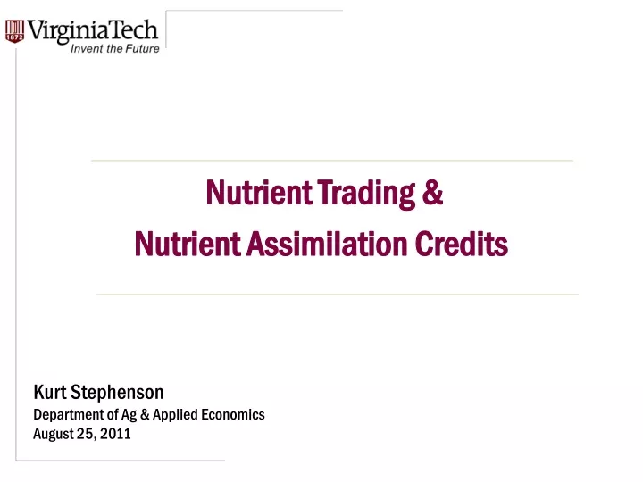 nutrient trading nutrient assimilation credits