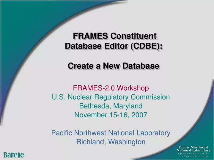 frames constituent database editor cdbe create a new database