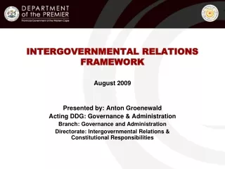 INTERGOVERNMENTAL RELATIONS FRAMEWORK