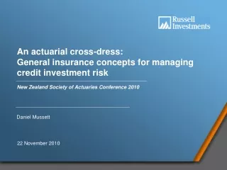 An actuarial cross-dress:  General insurance concepts for managing credit investment risk