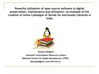 Sanjay Dongare     Scientific Information Resource Centre ,