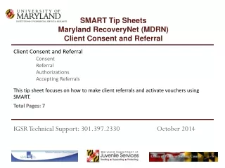 This tip sheet focuses on how to make client referrals and activate vouchers using SMART.