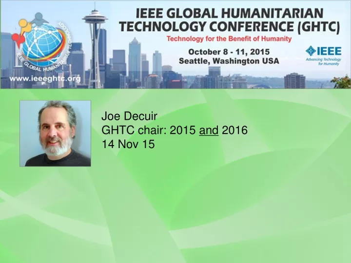 joe decuir ghtc chair 2015 and 2016 14 nov 15