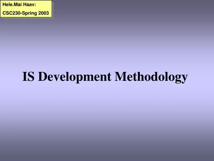 is development methodology