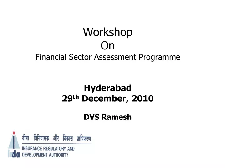 workshop on financial sector assessment programme