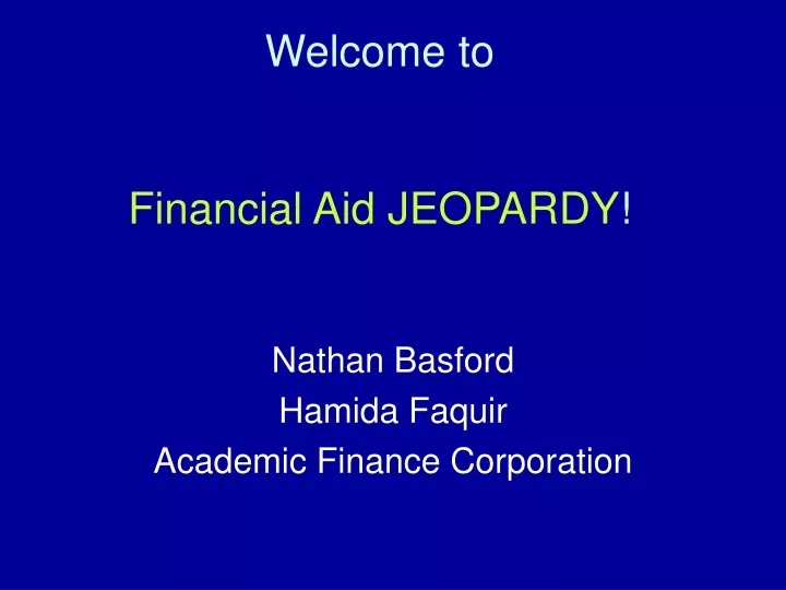 welcome to financial aid jeopardy
