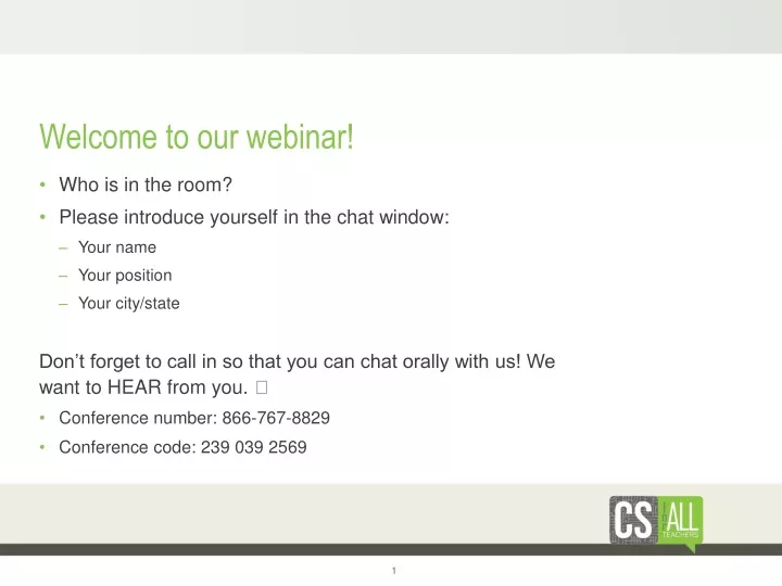 welcome to our webinar