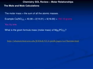 Chemistry SOL Review— Molar Relationships